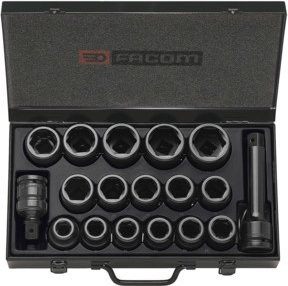 Facom 3/4 Zoll Impact Steckschlüssel-Sortiment aus Metall, 18-teilig, Schwarz - Bild 1