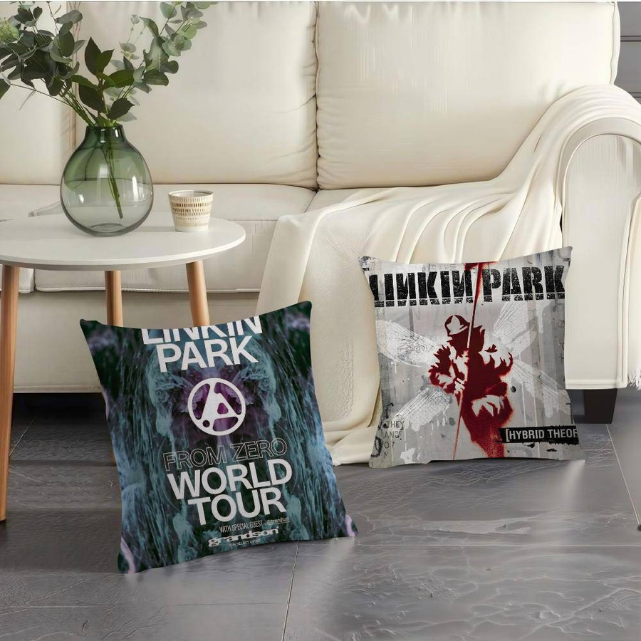 L-Linkin P-Park Heavy Metal Band Kissenbezug aus Peach Skin für Sofa und Auto - Bild 1