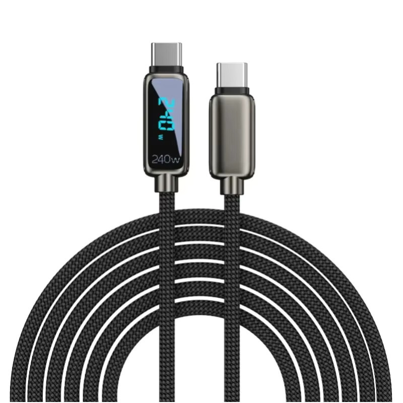 Vyvylabs 240W Typ-C zu Typ-C Schnellladekabel mit Digitalanzeige in Schwarz für Xiaomi und iPhone 15-17 - Bild 6