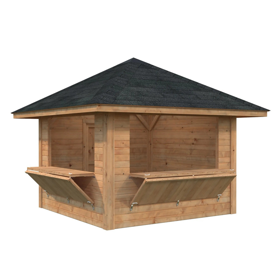 Marktstand PALMAKO Bianca Set 105 aus Fichtenholz in Braun mit Pyramidendach, B/T/H: 300 x 300 x 319 cm - Bild 2