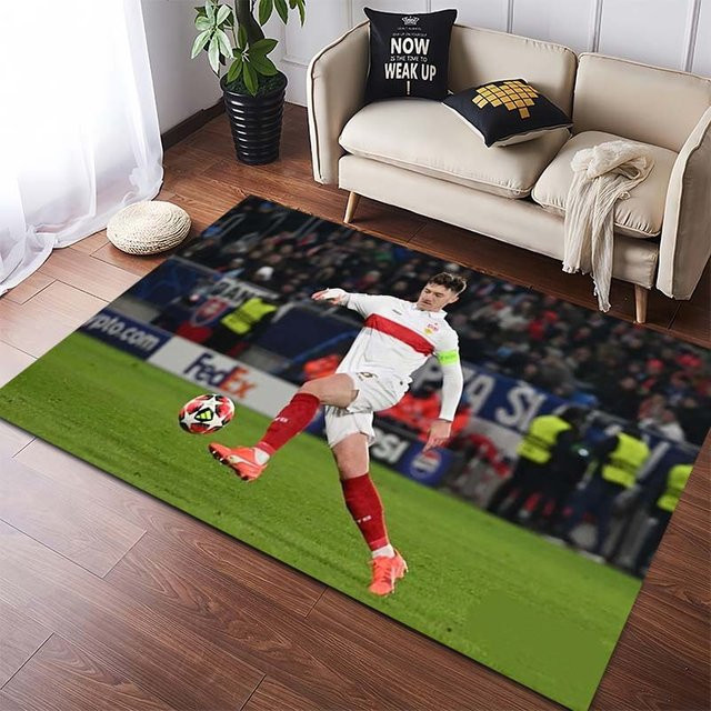 VfB Stuttgart Logo Teppich LOLO IU, rutschfeste Fußmatte in Schwarz und Multicolour, B/B: 120 x 80 cm - Bild 1