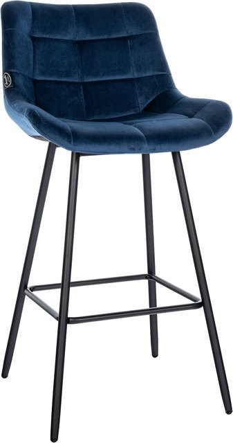 CLP Barhocker Weston mit Steppmuster, gepolsterter Sitz und Metallgestell mit Fußstütze, wählbar in Samt oder Kunstleder - Bild 1