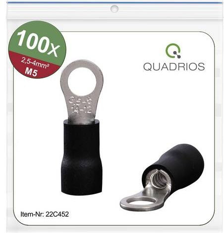 Quadrios Ringkabelschuh teilisoliert Schwarz Querschnitt max. 4,0mm² Loch-Ø 5,3mm 1 Set - Bild 1
