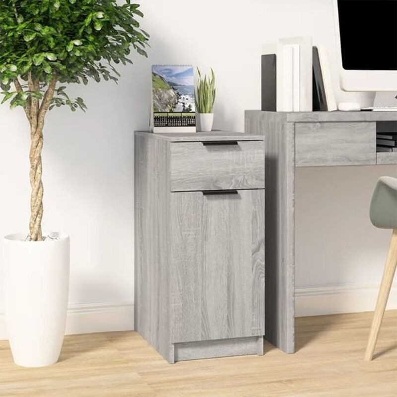 Vidaxl Schreibtischschrank in Grau aus Holzwerkstoff mit Drehtüren, B/T/H: 33,5 x 50 x 75 cm - Bild 1