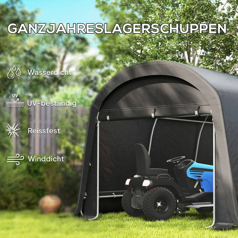 Outsunny Aufbewahrungszelt für Fahrräder und Geräte aus Kunststoff und verzinktem Stahl, Dunkelgrau, B: 300 cm, H: 230 cm, T: 450 cm - Bild 7