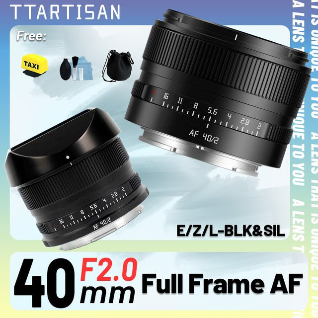 TTArtisan 40mm F2 Vollformat Autofokus AF Objektiv für Sony E Anschluss, Schwarz - Bild 1