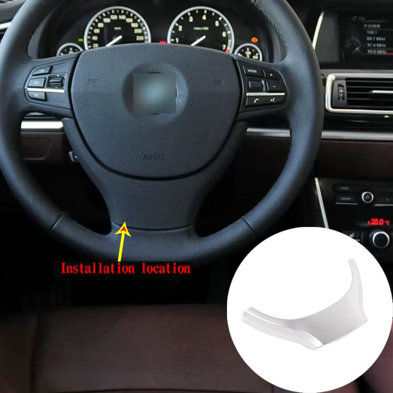 Suetlcoity Lenkrad Dekoration Abdeckung aus ABS Carbon Faser und Silber für BMW 5er GT F07 F10 F11 2011-2017 in Schwarz und Silber - Bild 2
