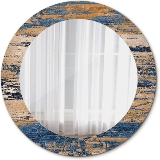 Tulup Runder Spiegel mit abstraktem Design in Blau und Multicolour, Durchmesser: 60 cm - Bild 1