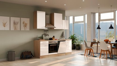 Flex-Well Küchenzeile Nepal in Beige mit HPL-Arbeitsplatte, Breite: 220 cm - Bild 1