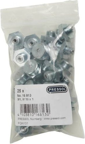 Pressol Flachschmiernippel M10 x 1-VZ in Silber, 25 Stück - Bild 1
