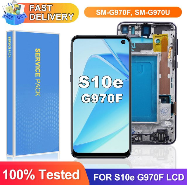 Samsung S10E G970 G970F LCD Display mit Touch Screen und Rahmen in Schwarz - Bild 1