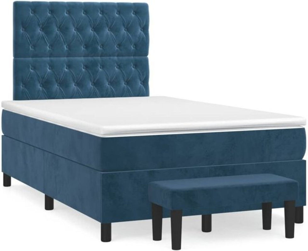 Vidaxl Boxspringbett mit Matratze aus Samt in Dunkelblau, B/T/H: 190 x 120 x 118 cm - Bild 1