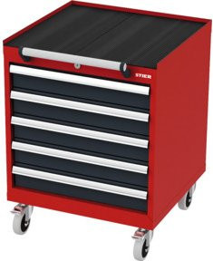 Stier Mobiler Schubladenschrank mit 5 Schubladen aus Stahl, rot/anthrazitgrau, B/T/H: 60,0 x 57,5 x 79,0 cm - Bild 1