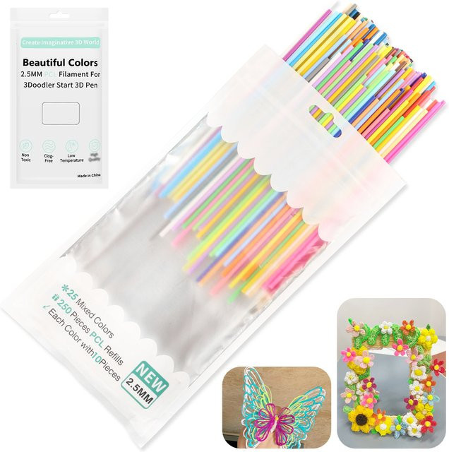3Doodler Filament Nachfüllpackung für 3D-Drucker, 32 Farben in Bunt, 300/160 Stück, Durchmesser: 2,5 mm, kompatibel mit 3Doodler Start+ - Bild 1