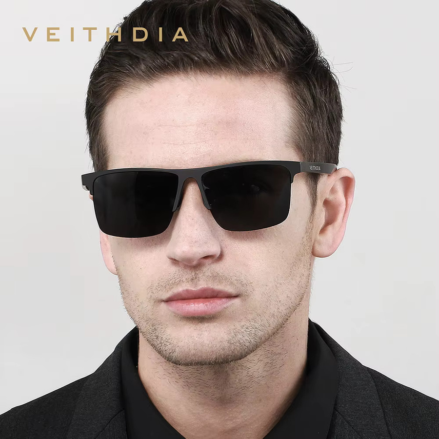 VEITHDIA VFA6632 Sonnenbrille, randlos, Aluminium, polarisiert, Unisex - Bild 2