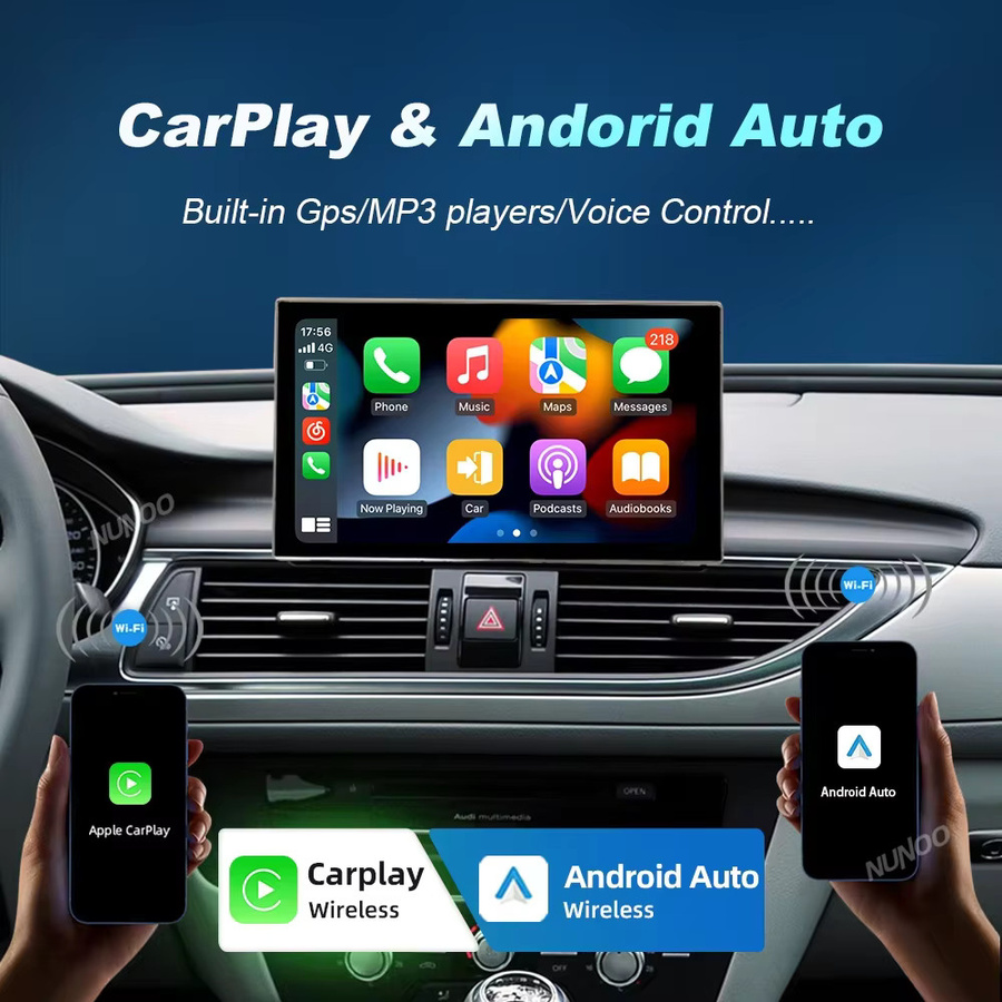 NUNOO Android 14 Multimedia-Player für Audi A6 C7 und A7 (2012-2018) mit Wireless CarPlay, Android Auto, Qualcomm Prozessor, GPS, Wi-Fi und Bluetooth in Schwarz - Bild 2