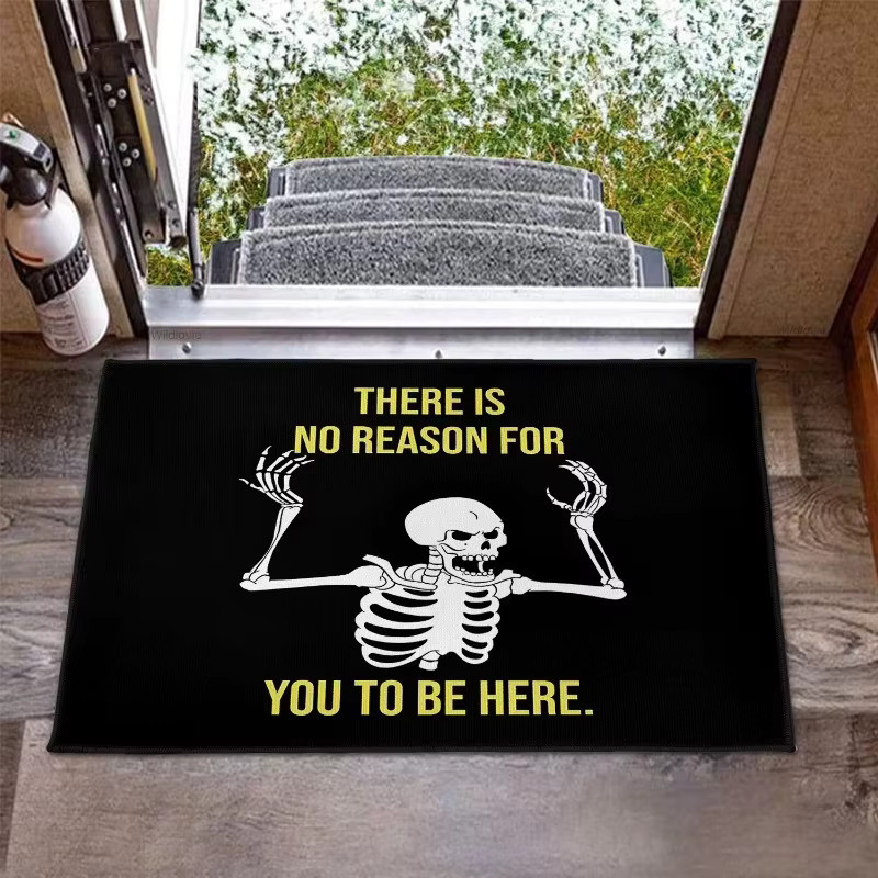 VIKAMA Willkommensmatte im amerikanischen Stil mit Totenkopf-Design und Slogan, Schwarz, B/T: 60 x 40 cm - Bild 2