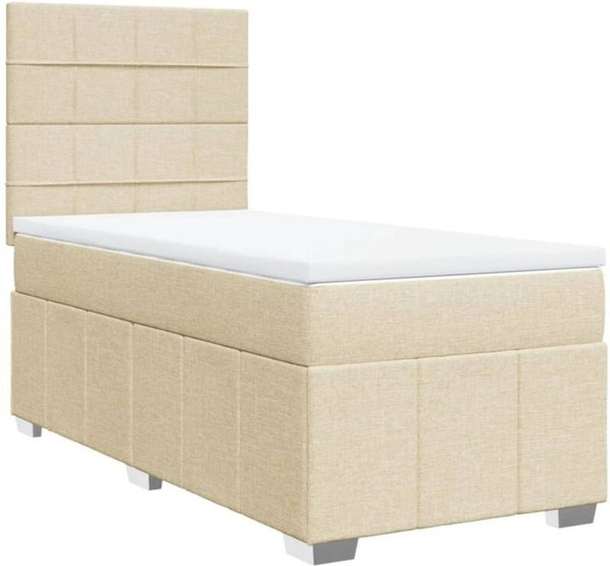 vidaxl Boxspringbett mit Matratze aus Stoff in Beige und Weiß, B/T/H: 200 x 100 x 140,5 cm - Bild 1