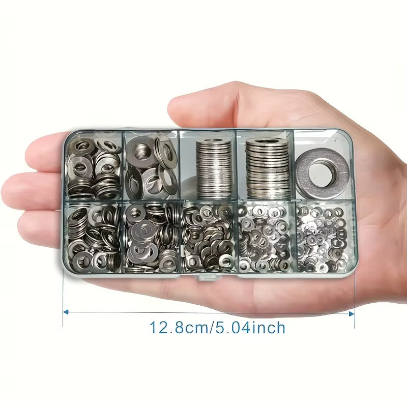 Zimir Unterlegscheiben-Sortimentsset aus Edelstahl in Silber, 80-teiliges Set mit Aufbewahrungsbox für Schrauben und Bolzen (M2-M10) - Bild 2