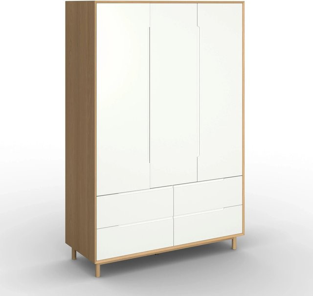 Bessagi Home Drehtürenschrank Marlo in Weiß und Eichefarben mit Soft-Close-Funktion, B/T/H: 148 x 60 x 223 cm - Bild 1