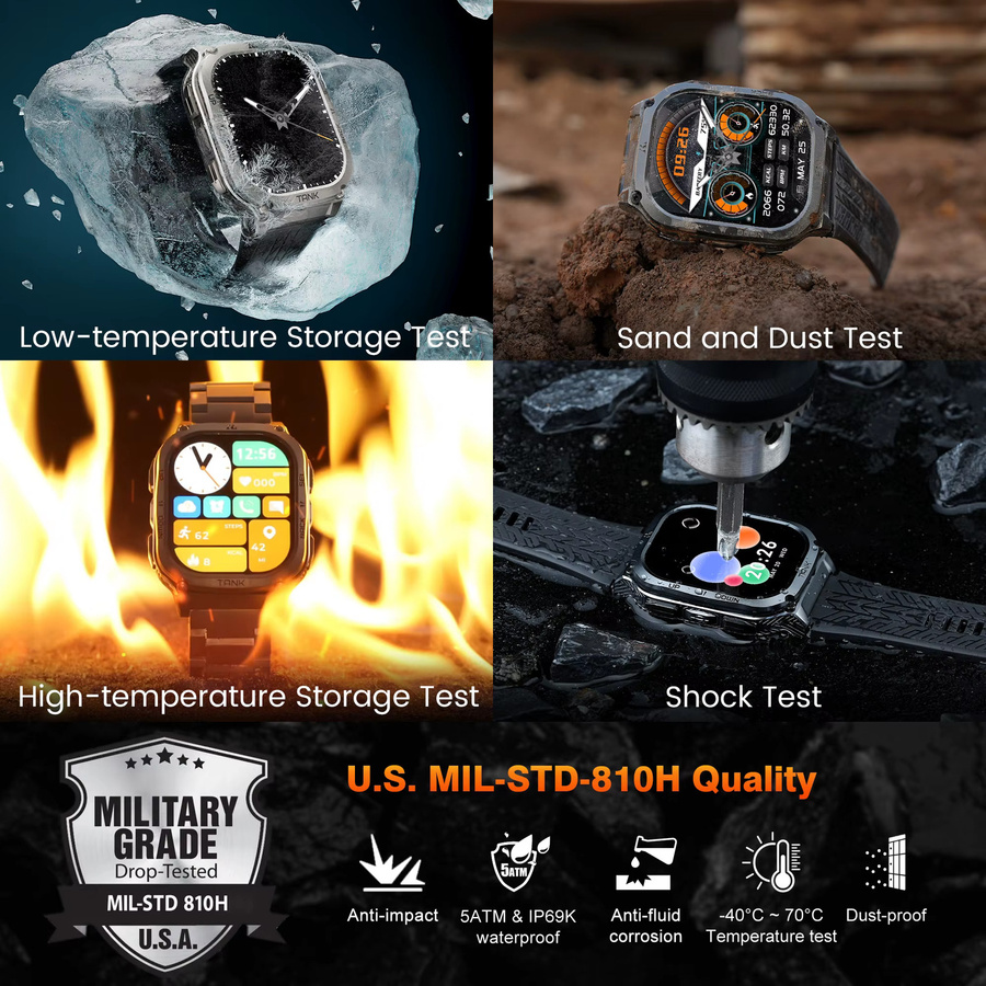 KOSPET TANK M3 Smartwatch mit AMOLED Display und Bluetooth in Schwarz - Bild 2