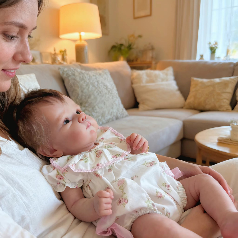 NPK Baby Reborn Puppe Bettie – 18 Zoll lebensechte Neugeborene Sammlerpuppe mit 3D Hautmalerei in Mehrfarbig - Bild 2