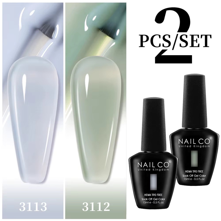 NAILCO Jelly Farbgel-Set, 2 Stück, Rosa Nude, Halbtransparent, 15 ml - Bild 3