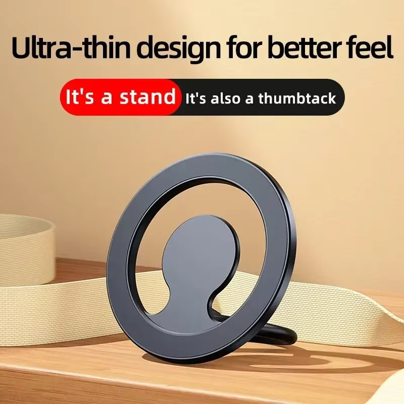 Magnetischer 360 Grad Handy-Ringhalter und mobiler Ständer für MagSafe kompatible iPhones, Samsung und Xiaomi in Schwarz - Bild 2