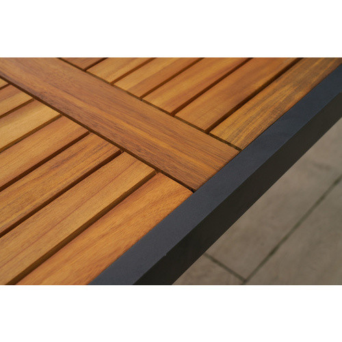 Merxx Gartenmöbel-Diningset Siena 5-tlg. aus Aluminium und Akazienholz in Grau mit Tisch und 4 Sitzplätzen, Tisch Breite: 150 cm, Tiefe: 90 cm - Bild 2