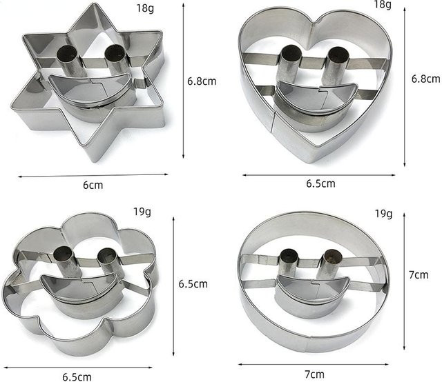 SEEQS Keksformen aus Edelstahl im 4er-Set, Ausstecher für Kuchen, Farbe: Silber/Grau - Bild 1