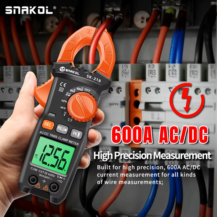 SNAKOL SK218 Digitalmultimeter Stromzangenmessgerät True RMS AC/DC Amperemeter in Orange - Bild 2