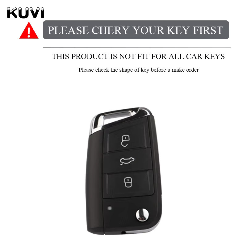 Kuvi TPU Auto Flip Schlüsselhülle für VW Golf 7 MK7, Tiguan MK2, SEAT Ateca, Leon FR2, Ibiza und Skoda Octavia A7 in Schwarz - Bild 2