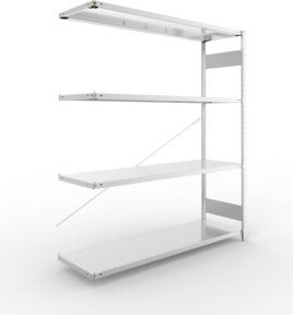 Meta Steckregal Anbauregal S3 CLIP 200 AR verzinkt in Silber mit 4 höhenverstellbaren Böden, B/T/H: 200 x 170 x 50 cm - Bild 1