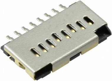 Molex Speicherkarten-Slot mit 8 Polen und 1,1 mm Rastermaß in Gold und Silber - Bild 1
