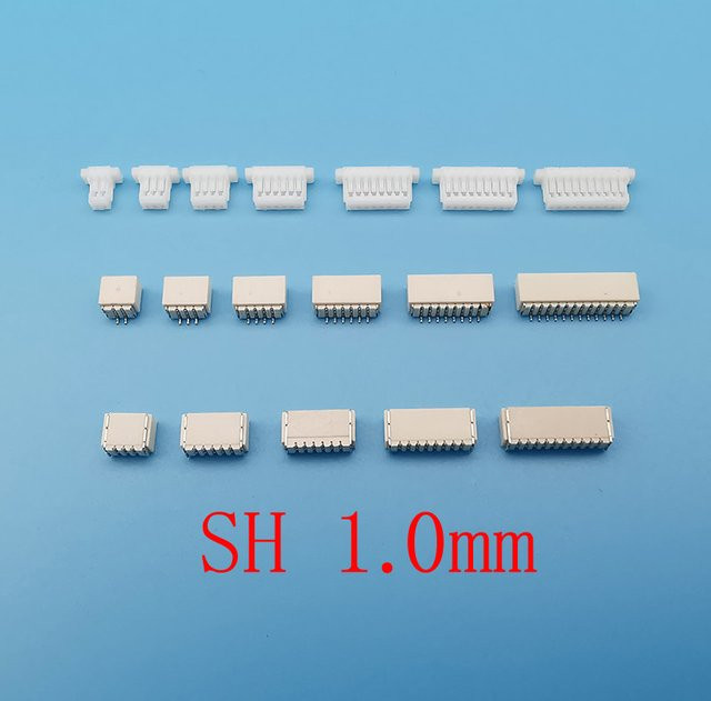 50 Stück JST SH1.0 Kunststoff Gehäuse Stecker Set mit 1,0 mm Pitch, Männlich und Weiblich, Vertikale und Horizontale Typ, Farbe: Weiß - Bild 1