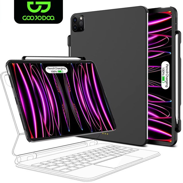 GOOJODOQ Magnetische Hülle für iPad Pro 11 2024 und iPad Air 4/5 sowie iPad Pro 12,9 6. Generation, 5./4./3. Generation, kompatibel mit Magic Keyboard, inklusive Bleistifthalter, Schwarz - Bild 1
