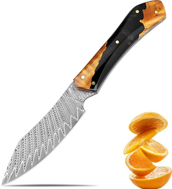 Xituo Damaststahl Schälmesser mit schwarzem Holzgriff, Japanisches Allzweckmesser für Obst, Klingenlänge: 8,9 cm - Bild 1