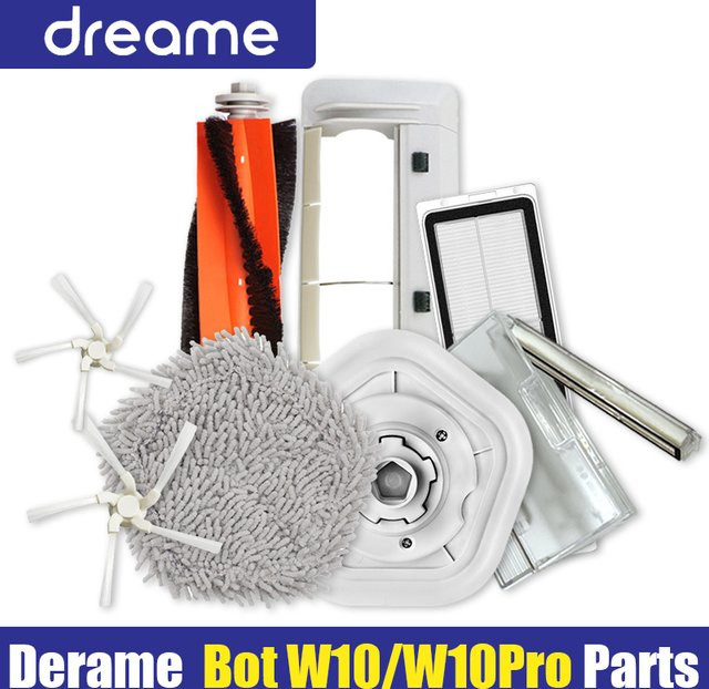 Dreame Bot W10 / W10 Pro Zubehör Set mit HEPA-Filter, Hauptbürste, Seitenbürste und Wischpads in Weiß - Bild 1