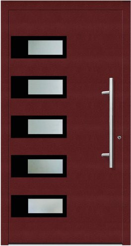 KNOCK Flügelüberdeckende Kunststoff-Haustür Terra mit Glaseinsatz, purpur-rot, Höhe: 210,0 cm, Breite: 110,0 cm, Tiefe: 60,0 cm - Bild 1