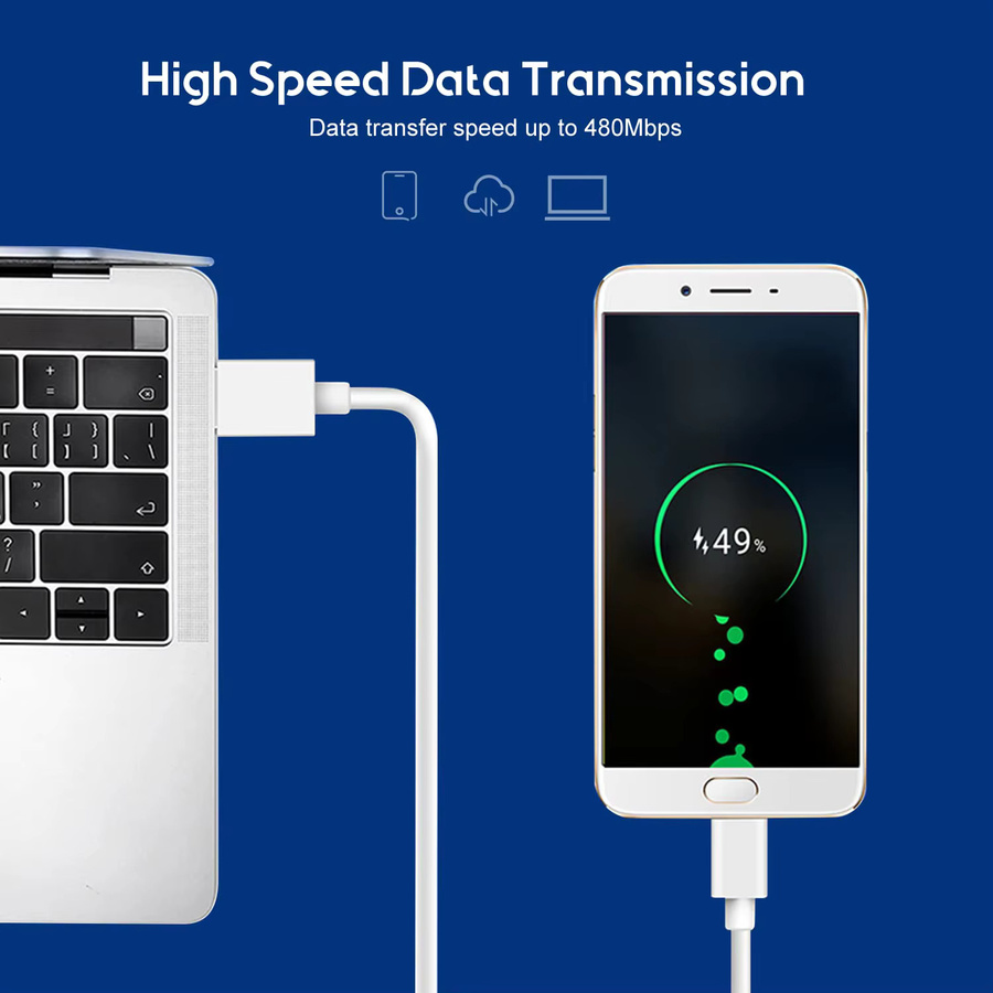 Nnbili USB Typ C Kabel für schnelles Laden mit 5A und 480Mbps Datenübertragung in Beige oder Weiß - Bild 3