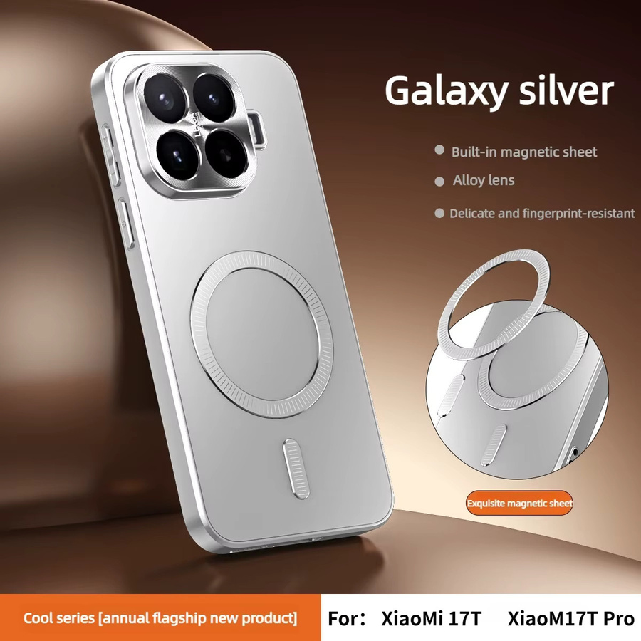 Xiaomi 17T / 17T Pro Schutzhülle aus Acryl mit integriertem Magnet und Anti-Drop-Funktion in Orange und Silber - Bild 1