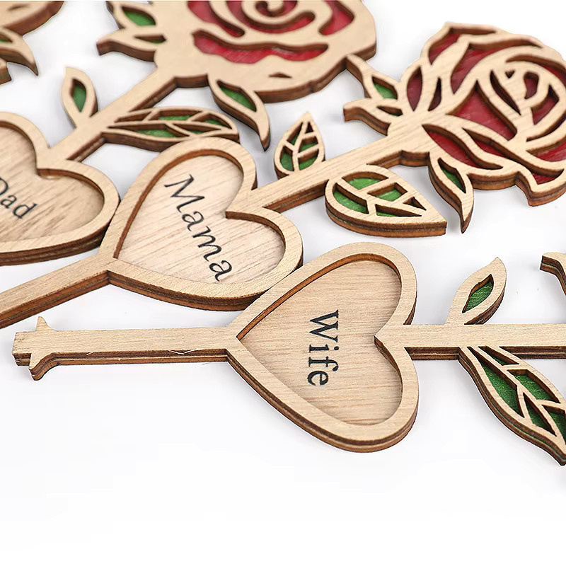 Dekorative Rosenblume aus Holz mit Sockel von ZQNYCY in Weiß als Tischdekoration - Bild 5