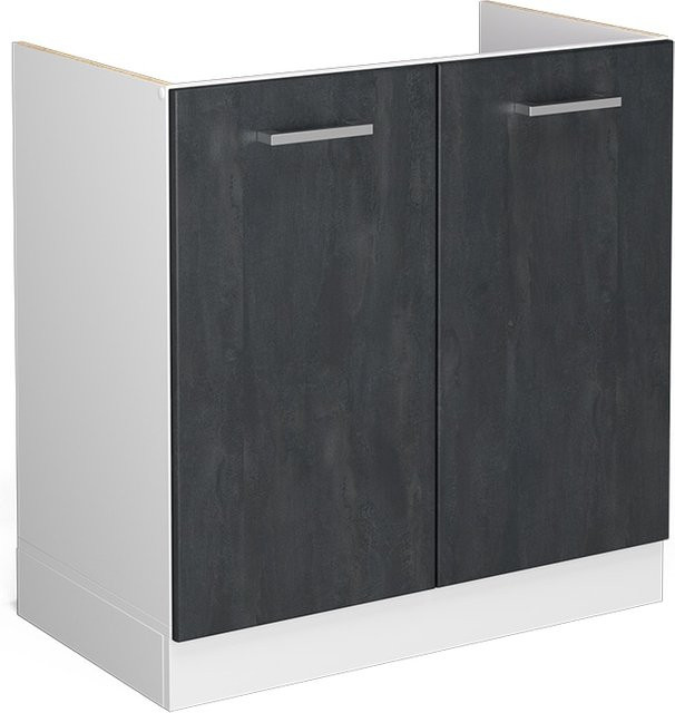 Vicco Spülenunterschrank R-Line in Schwarz Beton und Weiß ohne Arbeitsplatte, Breite: 80 cm - Bild 1