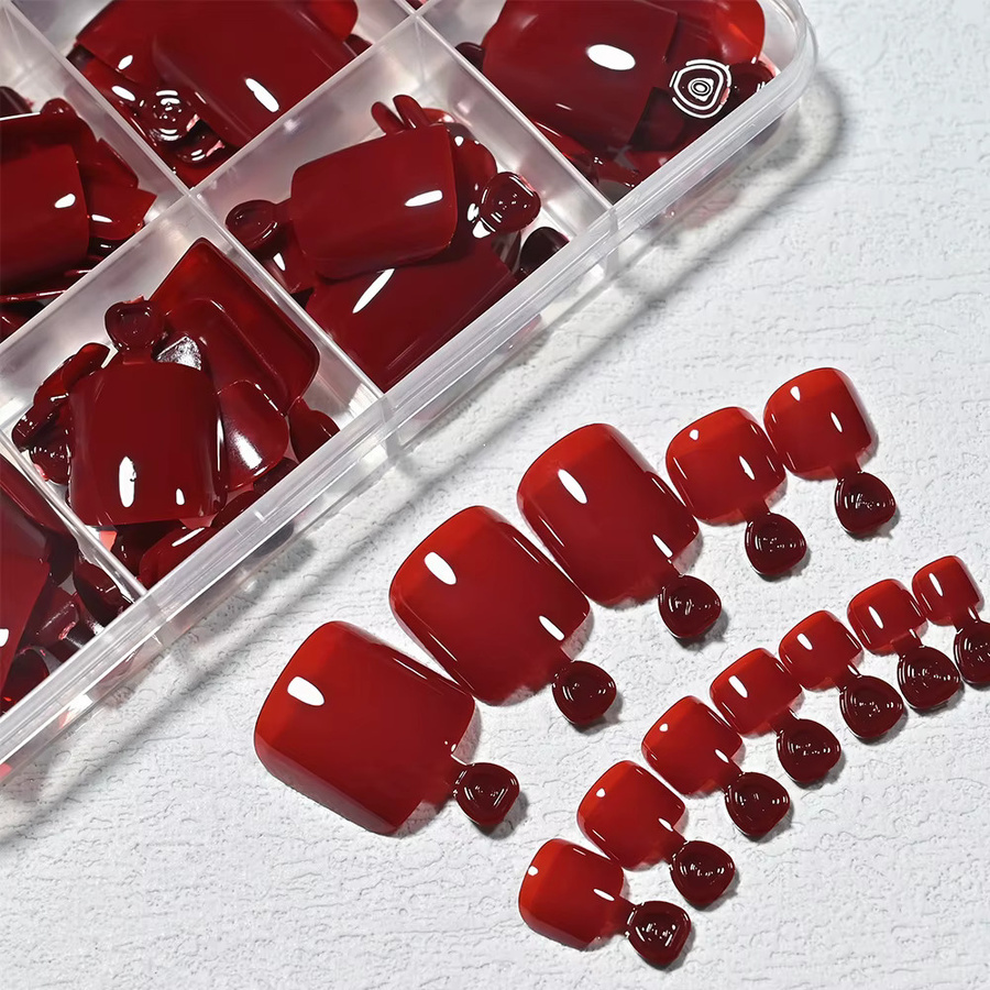 MAFANAILS Künstliche Zehennägel, weinrot, glänzend, 144 Stück, Unisex - Bild 6