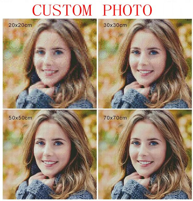 NAIFEI DIY Diamantmalerei Personalisiertes Foto als Diamantstickerei in Mehrfarbig, Quadratisch, Breite: 40,0 cm, Höhe: 40,0 cm - Bild 1
