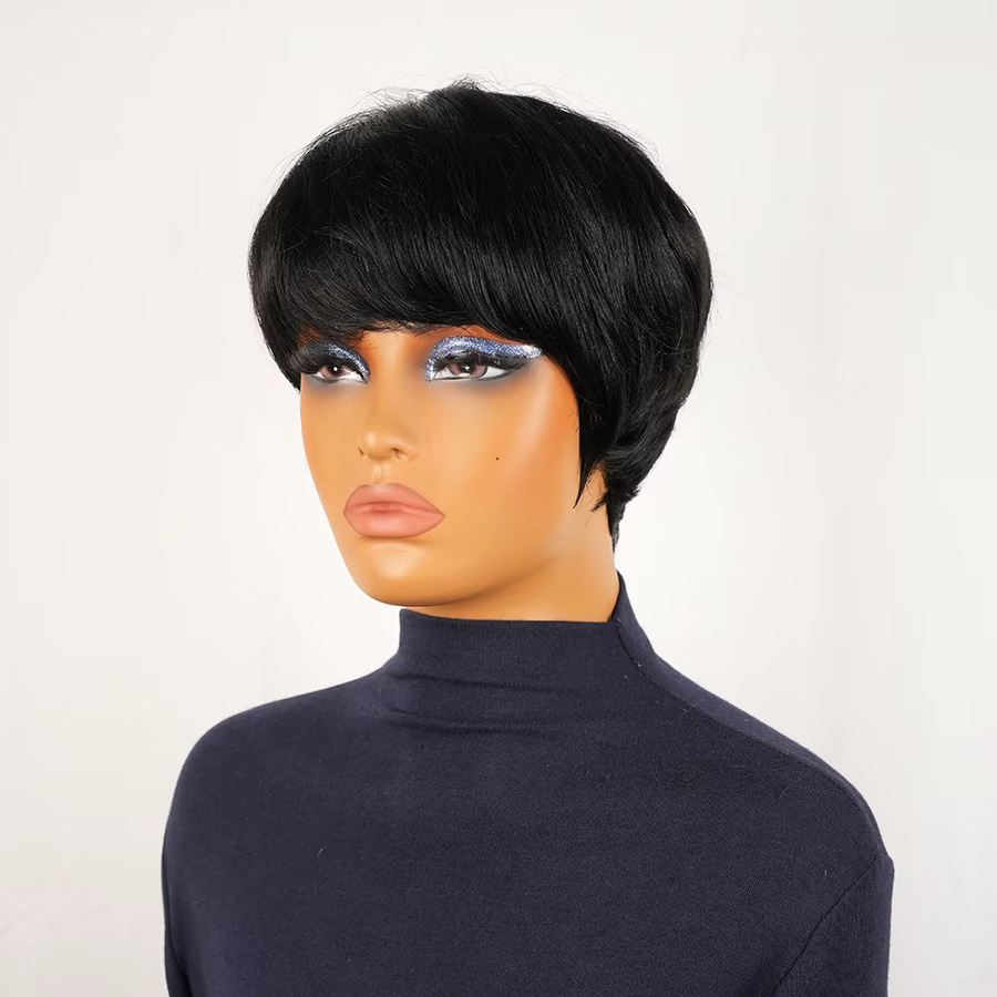 OYM HAIR Pixie-Schnitt Haarperücke, brasilianisches Echthaar, Schwarz, Damen - Bild 6