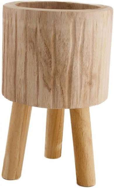 Westwing Clarice Holz-Blumentopf-Übertopf in Braun, B: 15 cm, H: 25 cm, T: 13 cm - Bild 1