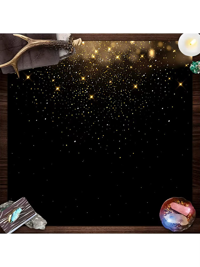 VIKAMA Starlight Tarot-Karten Altartuch in Schwarz-Gold für Meditation und Zeremonien - Bild 3