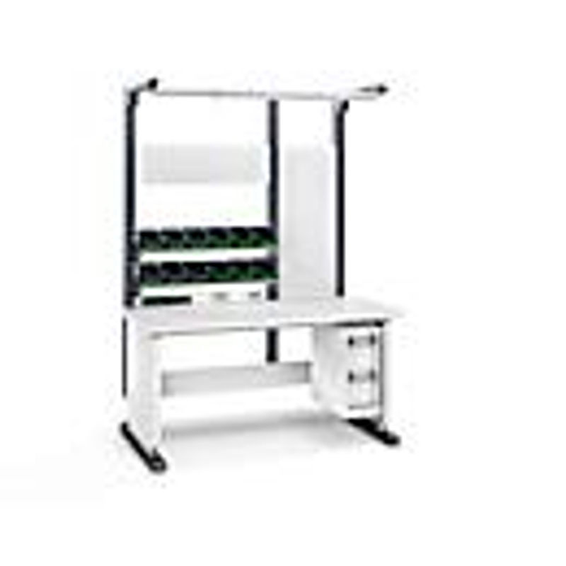 Bott Arbeitsplatzsystem Avero Komplettmodul 4, höhenverstellbar per Handkurbel, HPL beschichtete Spanplatte, Belastbarkeit bis 300 kg, lichtgrau/anthrazitgrau - Bild 3