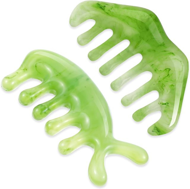 Gua Sha Massagekamm für Gesicht, Kopfhaut und Körper, Naturharz, Unisex - Bild 1